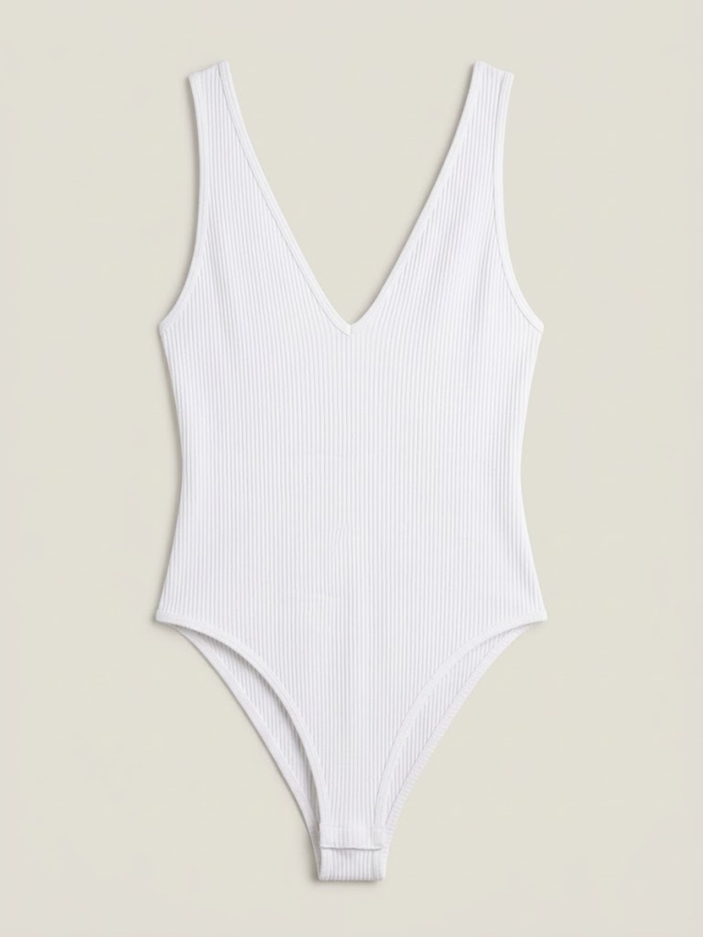 Women’s Ribbed White Bodysuit